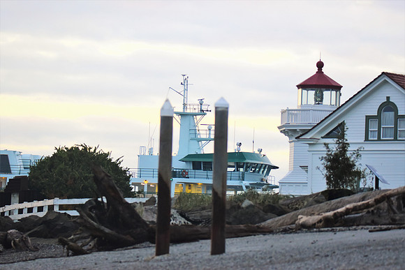 Ferry docking at old landing.