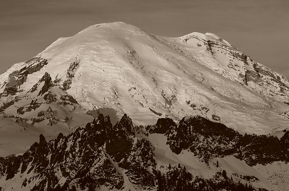 East side of Mt Rainier BW